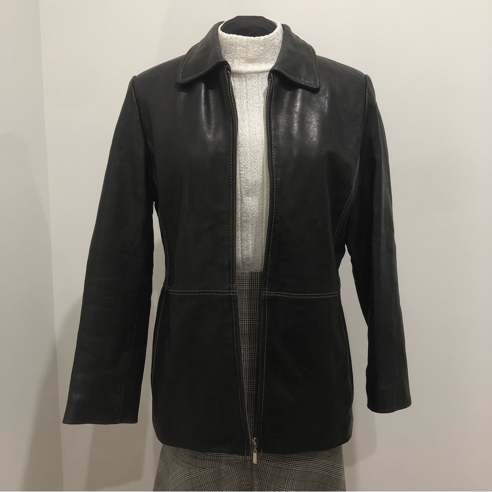 Black Leather Blazer Jacket Jessica Large
